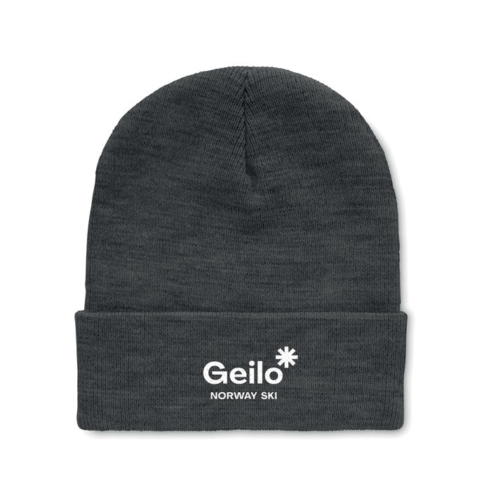 Bonnet en RPET avec revers - Blanc/Gris - item_picture_printed