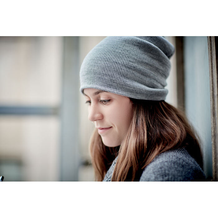Bonnet en RPET avec revers - Blanc/Noir - item_ambiant_picture
