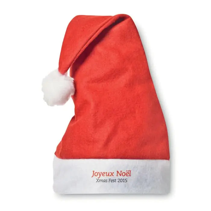 Bonnet de Noël rouge personnalisable avec pompon blanc