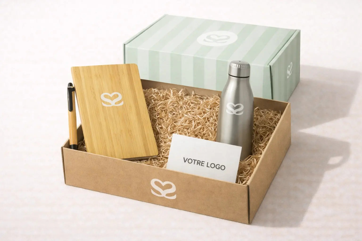 Coffret Équipe & Cohésion : Coffret goodies entreprise personnalisés avec carnet, stylo et tote bag – kit collaborateurs idéal pour team building, welcome pack entreprise et cadeaux collaborateurs