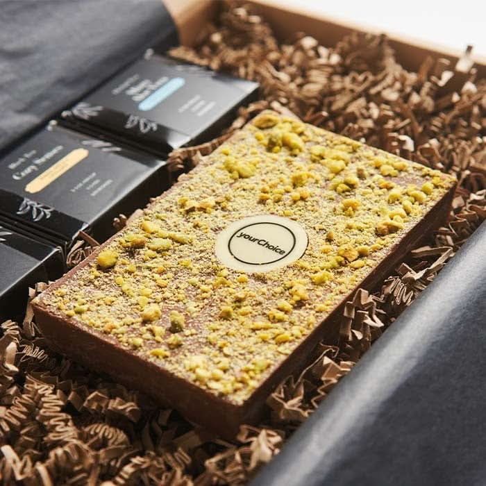 Boîte cadeau avec 3 thés zen et du chocolat style Dubaï