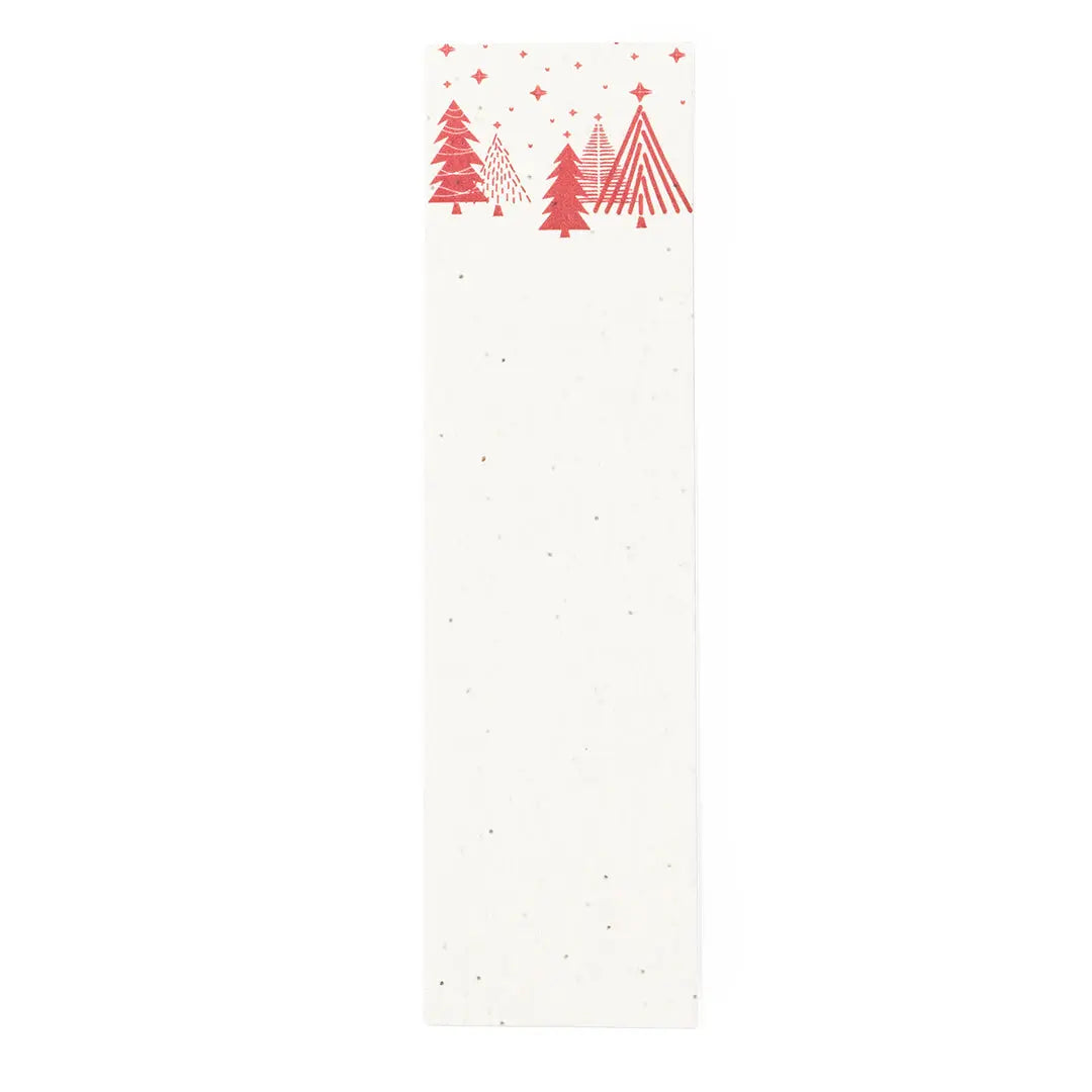 Détail du motif sapin de Noël sur le marque-page personnalisable, objet publicitaire et cadeau collaborateur responsable
