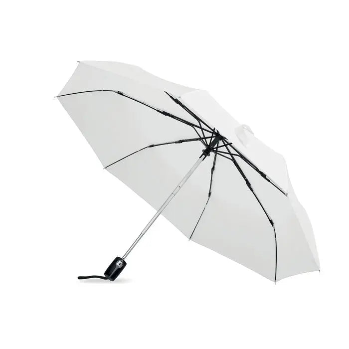Parapluie personnalisé entreprise Gentlemen ouvert, couleur blanche, cadeau d’entreprise et goodie durable
