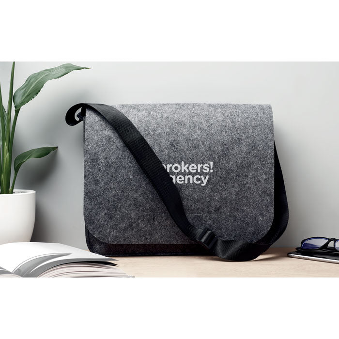 Sac messager en feutre RPET - Gris - item_picture_printed