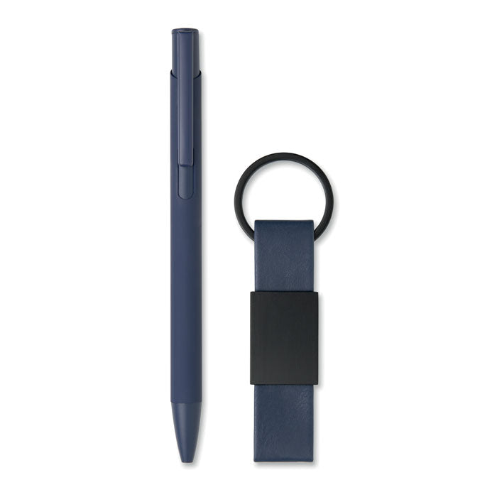 Set stylo à bille et porte-clés en - Bleu - item_picture_back