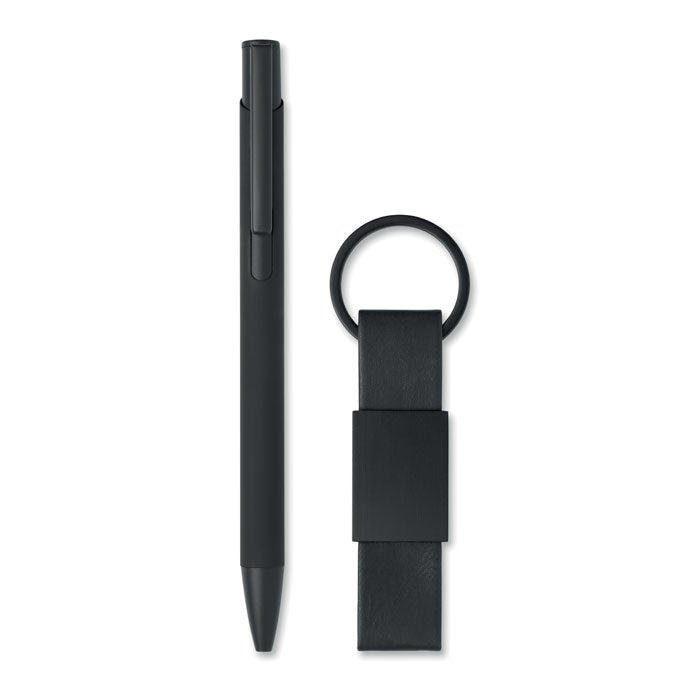 Set stylo à bille et porte-clés en - Noir - item_picture_back