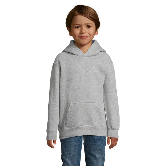 Modèle de sweat shirt personnalisable gris enfant en coton et polyester 280g.