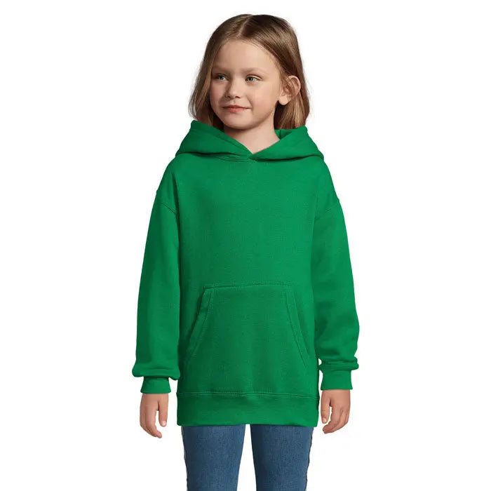 Modèle de sweat shirt personnalisable vert enfant en coton et polyester 280g.