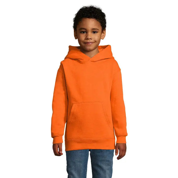 Modèle de sweat shirt personnalisable orange enfant en coton et polyester 280g.