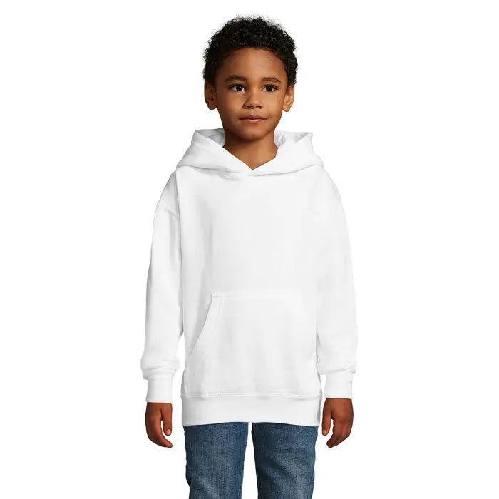 Modèle de sweat shirt personnalisable blanc enfant en coton et polyester 280g.