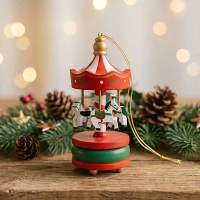 Carrousel en bois décoratif - Rouge